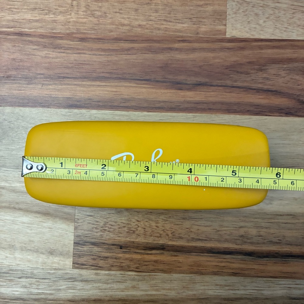 Ray-Ban Yellow Eyeglass Hard Case Glasses Protector Hinged Clamshell Felt Lined - Picture 8 of 10
